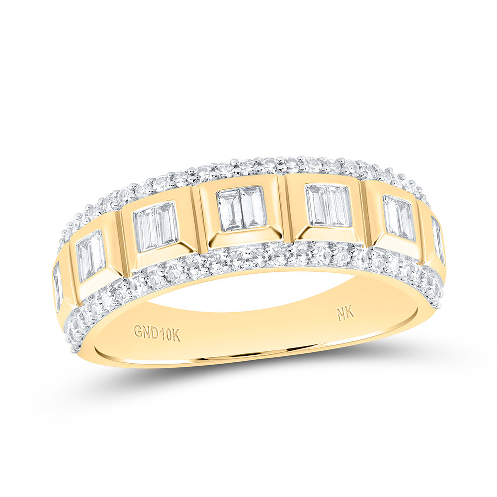 10k Gold 7/8 CTW-Natural Diamond Mens Band