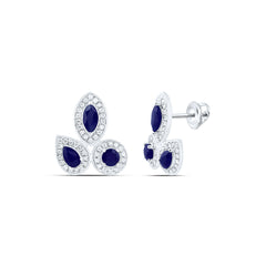 14k Gold 1/4 CTW-Natural Diamond 3/4 Ct-Rd-Bs, Mq-Bs, Ps-Bs Natural Gemstone Earring