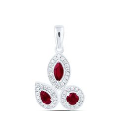 14k Gold 1/8 CTW-Natural Diamond 3/8 Ct-Rd-Ru, Mq-Ru, Ps-Ru Natural Gemstone Pendant