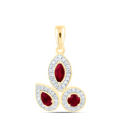14k Gold 1/8 CTW-Natural Diamond 1/2 Ct-Rd-Ru, Mq-Ru, Ps-Ru Natural Gemstone Pendant