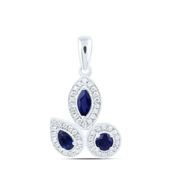 14k Gold 1/6 CTW-Natural Diamond 3/8 Ct-Rd-Bs, Mq-Bs, Ps-Bs Natural Gemstone Pendant