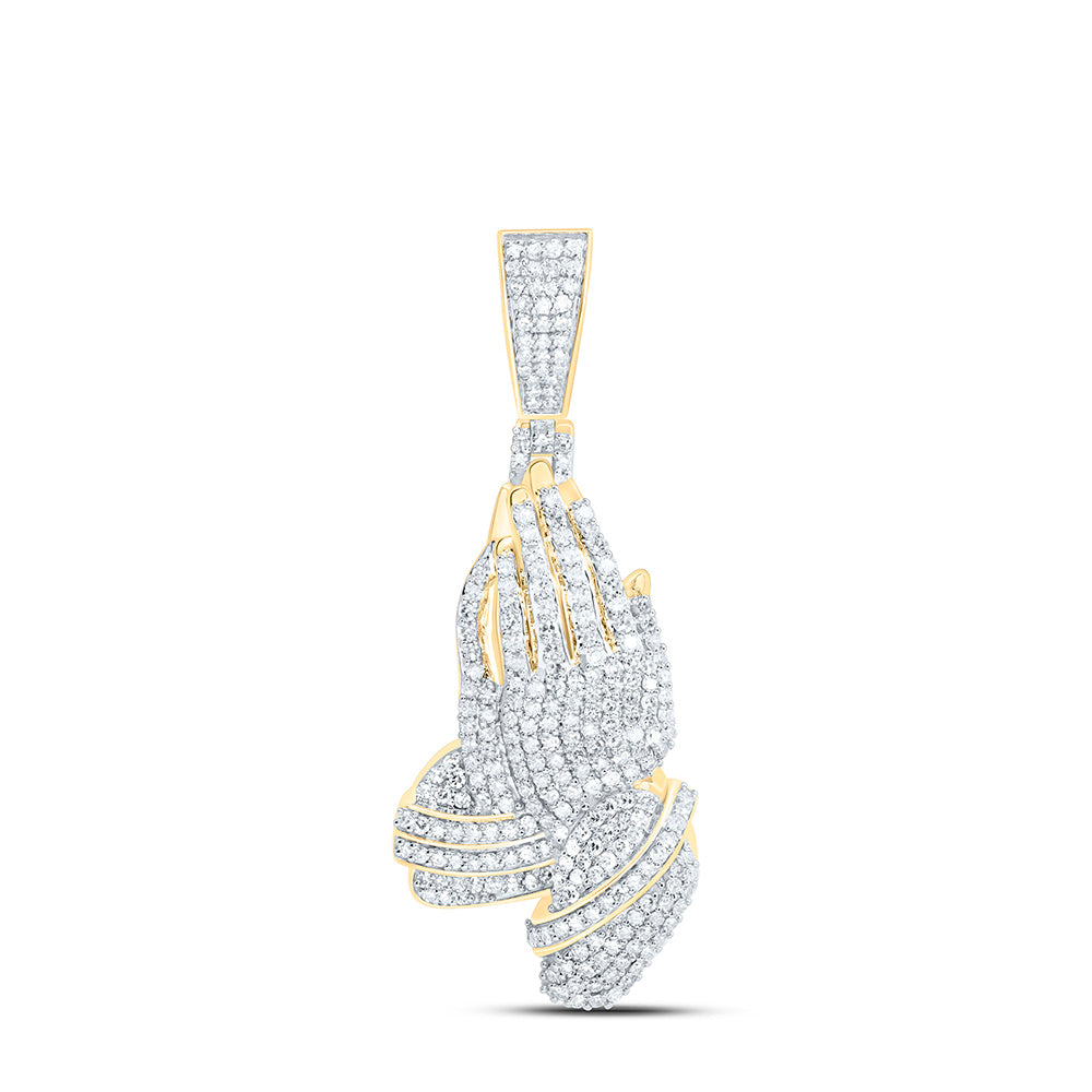 10k Gold 1 CTW-Natural Diamond Praying Hand Fashion Pendant