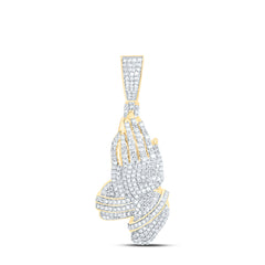 10k Gold 1 CTW-Natural Diamond Praying Hand Fashion Pendant