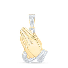 10k Gold 1/2 CTW-Natural Diamond Praying Hand Fashion Pendant