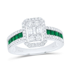 14k Gold 5/8 CTW-Natural Diamond 1/2 Ct-Pr-Em Natural Gemstone Emerald Ring