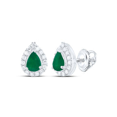 14k Gold 1/10 CTW-Natural Diamond 4X3MM Ps-Em Natural Gemstone Pear Earring