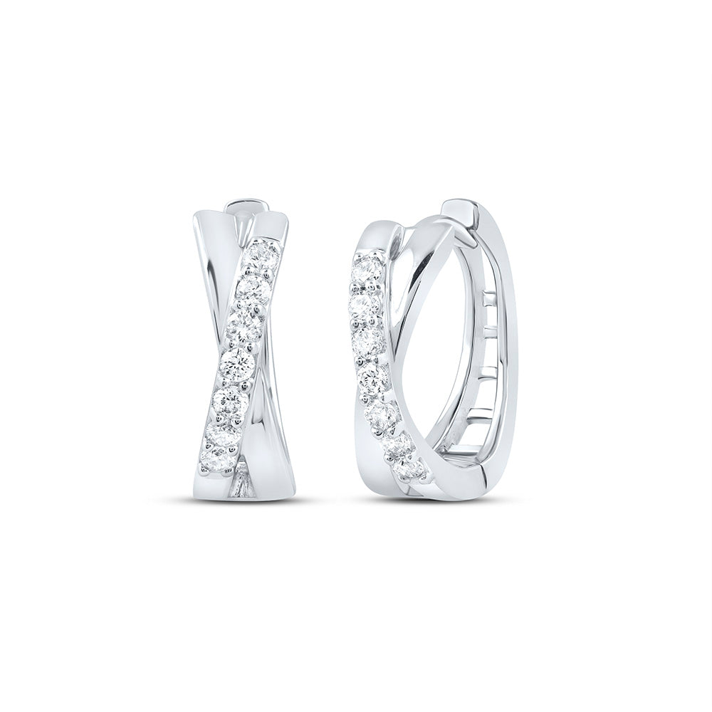 18k Gold 1/6 CTW-Natural Diamond Elite Fashion Hoops Earring