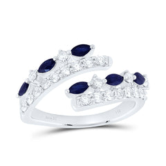 14k Gold 5/8 CTW-Natural Diamond 1/2 Ct-Blue Sapp Natural Gem Cuff Ring