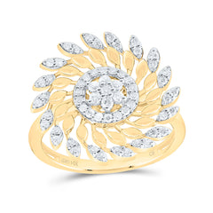 14k Gold 3/8 CTW-Natural Diamond Fashion Flower Ring