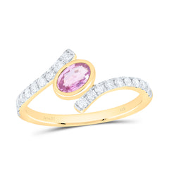 14k Gold 1/4 CTW-Natural Diamond 6X4MM-Ov-Pi Sapp Natural Gemstone Oval Ring