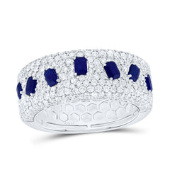 14k Gold 1 1/2 CTW-Natural Diamond 3/4 Ct-Em-Blue Sapp Natural Gemstone Band