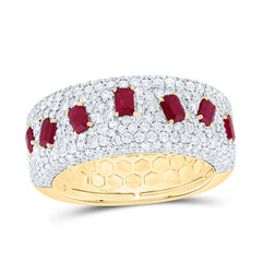 14k Gold 1 1/2 CTW-Natural Diamond 3/4 Ct-Em-Ruby Natural Gemstone Band