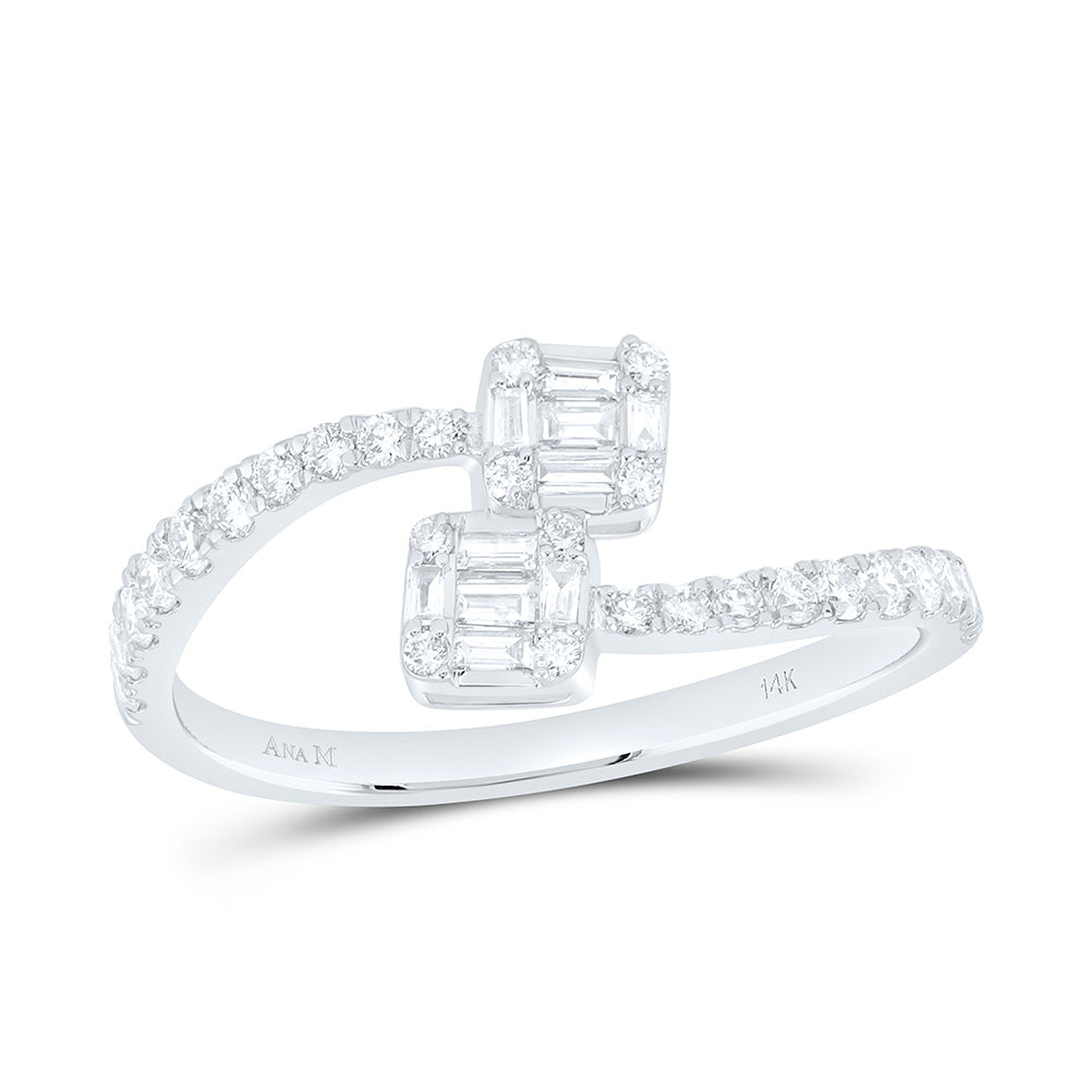 14k Gold 3/8 CTW-Natural Diamond Fashion Emerald Cuff Ring