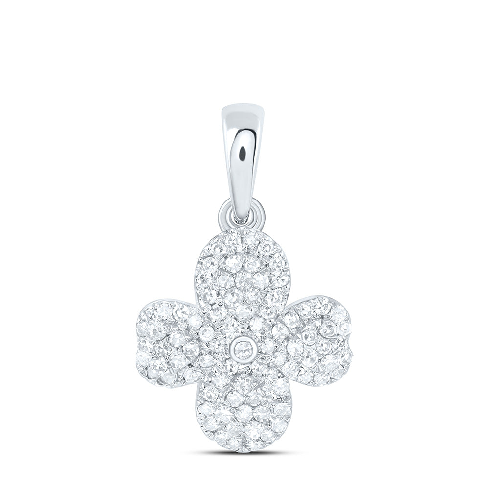14k Gold 1/4 CTW-Natural Diamond Fashion Heart Pear Flower Pendant