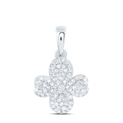 14k Gold 1/4 CTW-Natural Diamond Fashion Heart Pear Flower Pendant