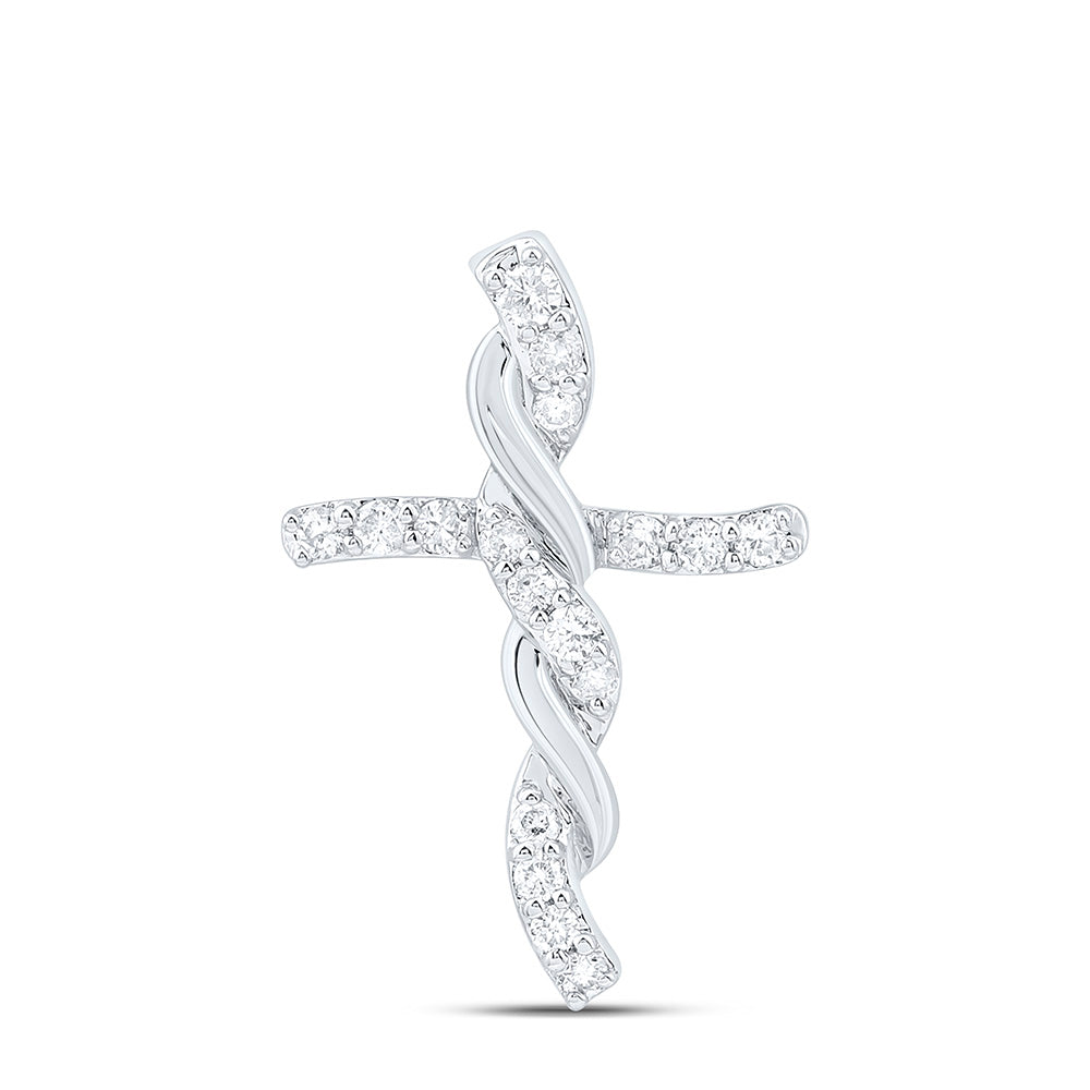 10k Gold 1/8 CTW-Natural Diamond Fashion Cross Pendant