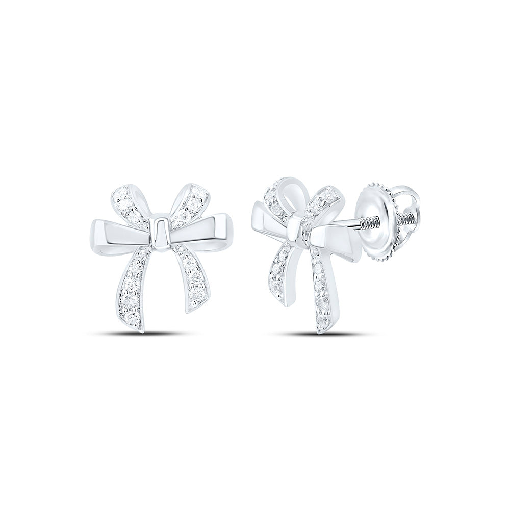 10k Gold 1/6 CTW-Natural Diamond Fashion Bow Earring