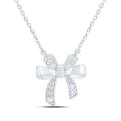 10k Gold 1/6 CTW-Natural Diamond Fashion Bow Necklace (18 Inch )