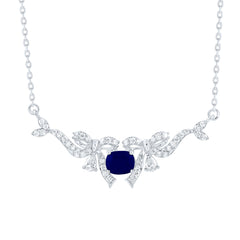 14k Gold 1/3 CTW-Natural Diamond 5X4MM-Cu-Bs Natural Gemstone Bow Necklace(18 Inch )