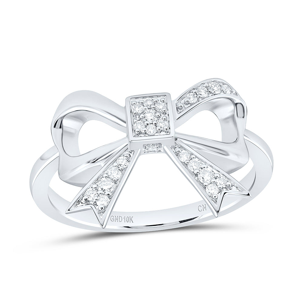 10k Gold 1/8 CTW-Natural Diamond Fashion Bow Ring