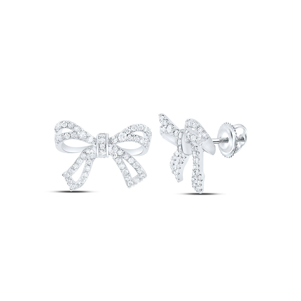 10k Gold 5/8 CTW-Natural Diamond Fashion Bow Earring