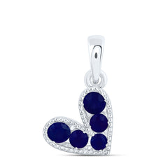 14k Gold 1/3 CTW-Rd-Bs Natural Gemstone Heart Pendant