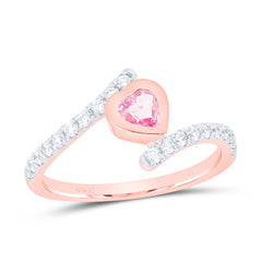 14k Gold 1/3 CTW-Natural Diamond 5MM-Ht-Pi Sapp Natural Gemstone Heart Ring