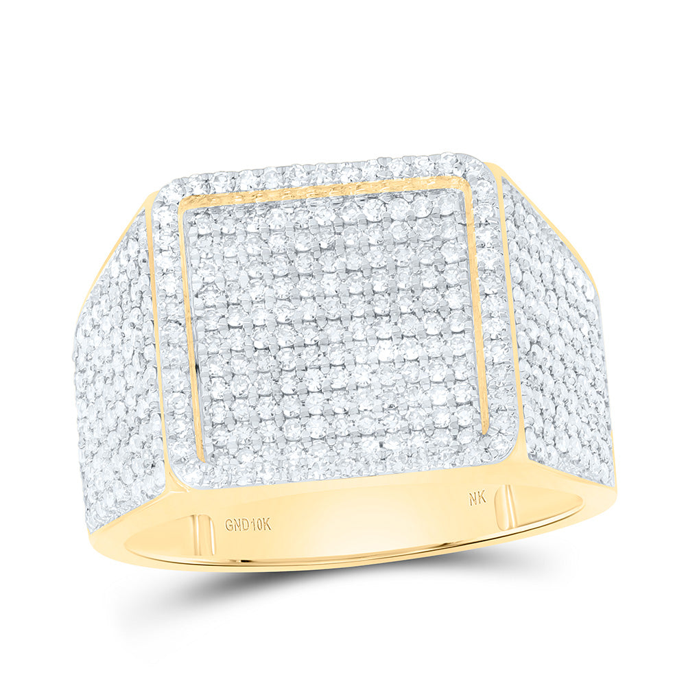 10k Gold 1 3/8 CTW-Natural Diamond Square Mens Ring