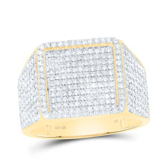 10k Gold 1 3/8 CTW-Natural Diamond Square Mens Ring