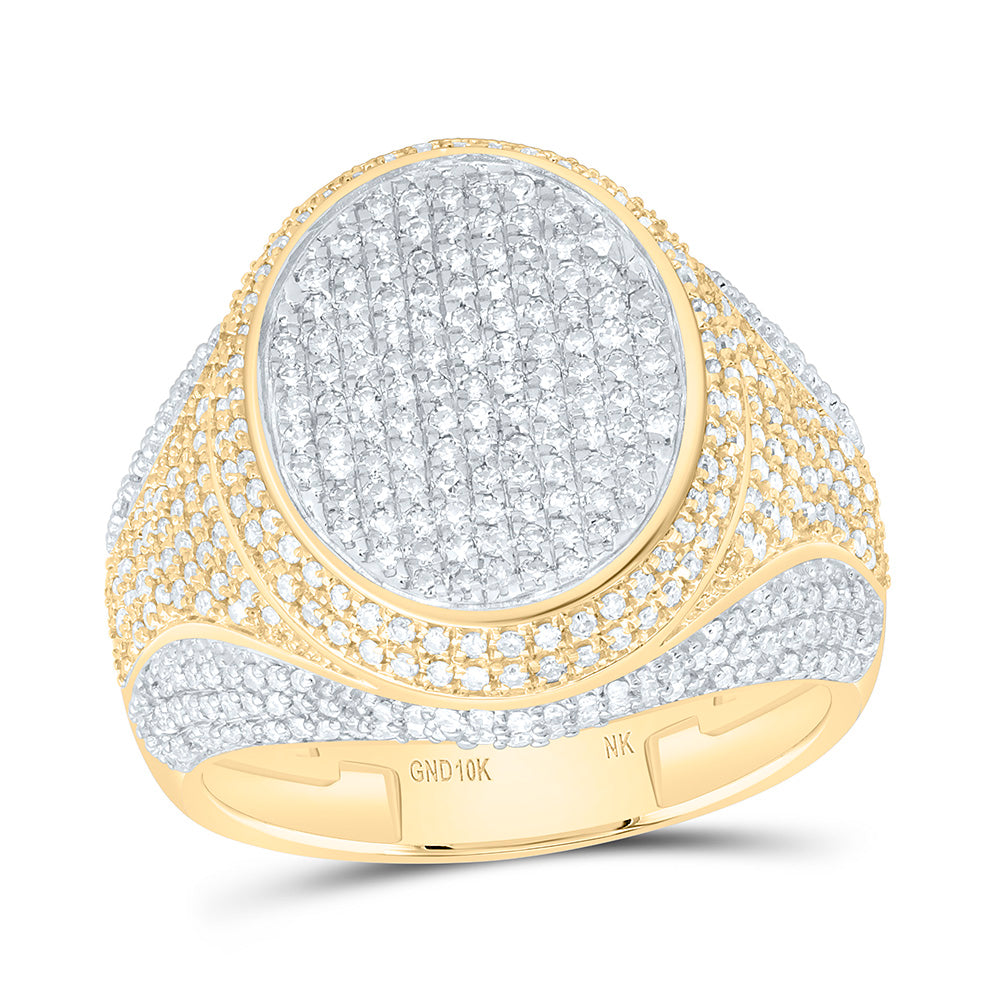 10k Gold 1 1/3 CTW-Natural Diamond Oval Mens Ring