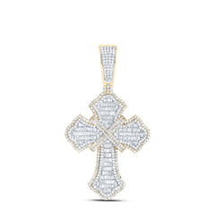 10k Gold 2 1/3 CTW-Natural Diamond Cross Mens Charm