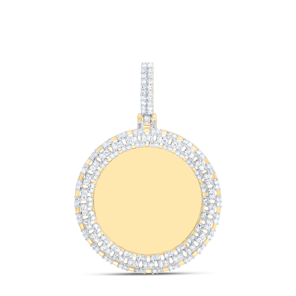 10k Gold 5/8 CTW-Natural Diamond Round Memory Mens Charm