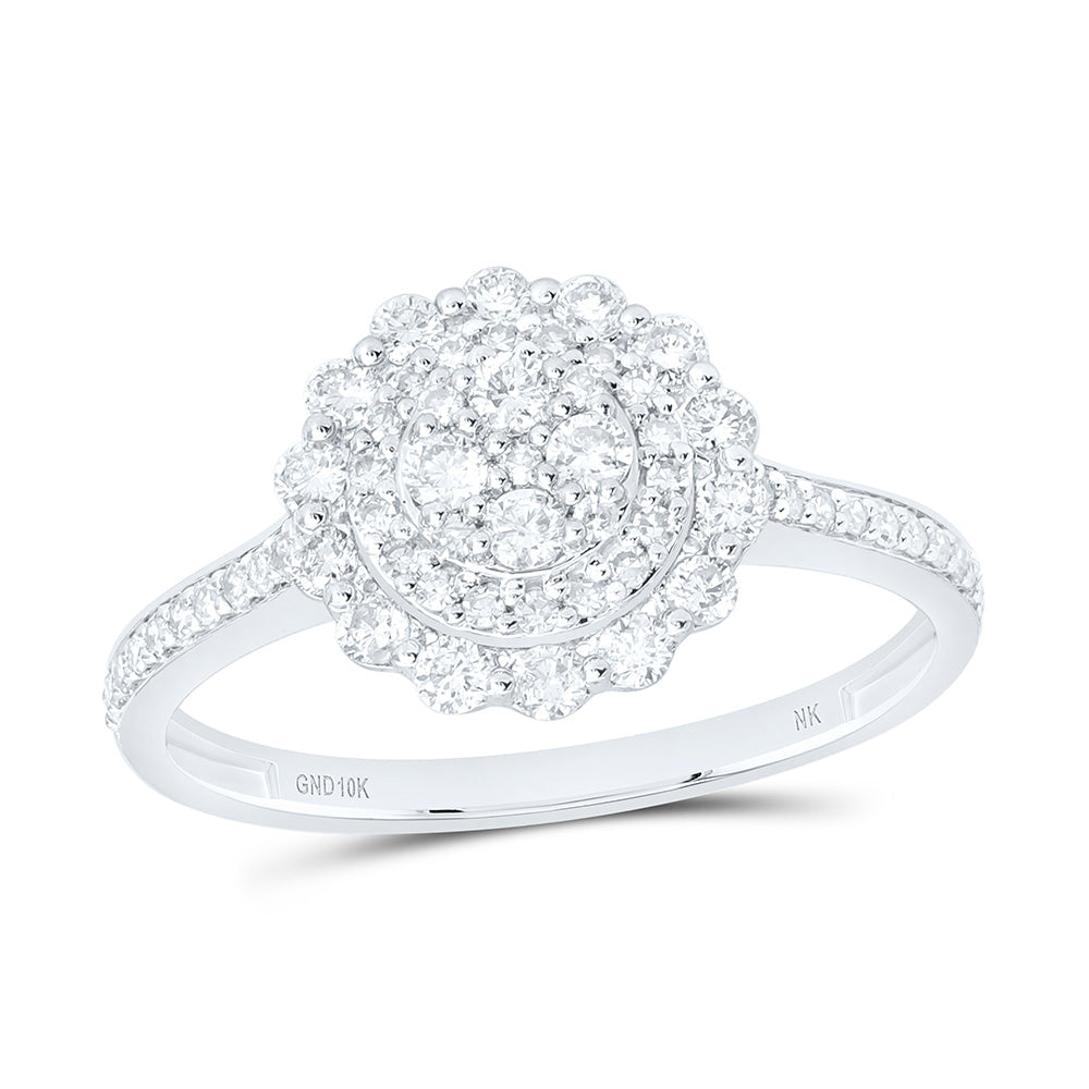10k Gold 1/2 CTW-Natural Diamond Fashion Flower Ring
