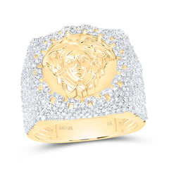 10k Gold 1 3/8 CTW-Natural Diamond Medusa Mens Ring