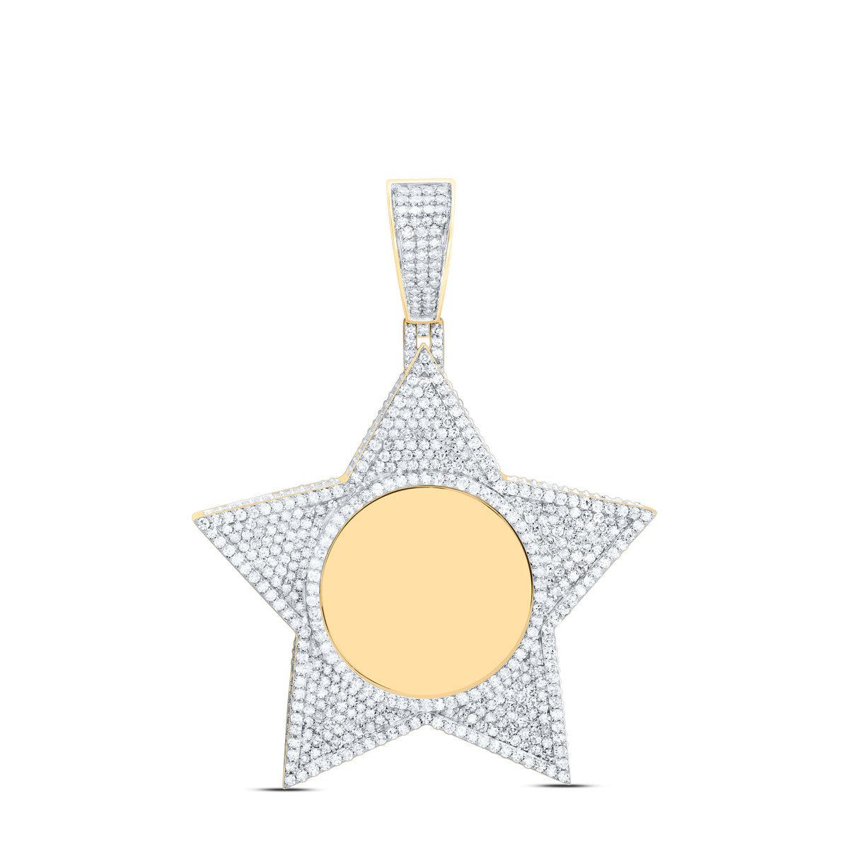10k Gold 2 1/3 CTW-Natural Diamond Star Memory Mens Charm