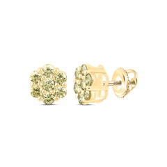 10k Gold 1 CTW-Natural Diamond Fashion Yellow Treated Natural Diamond Flower Earring