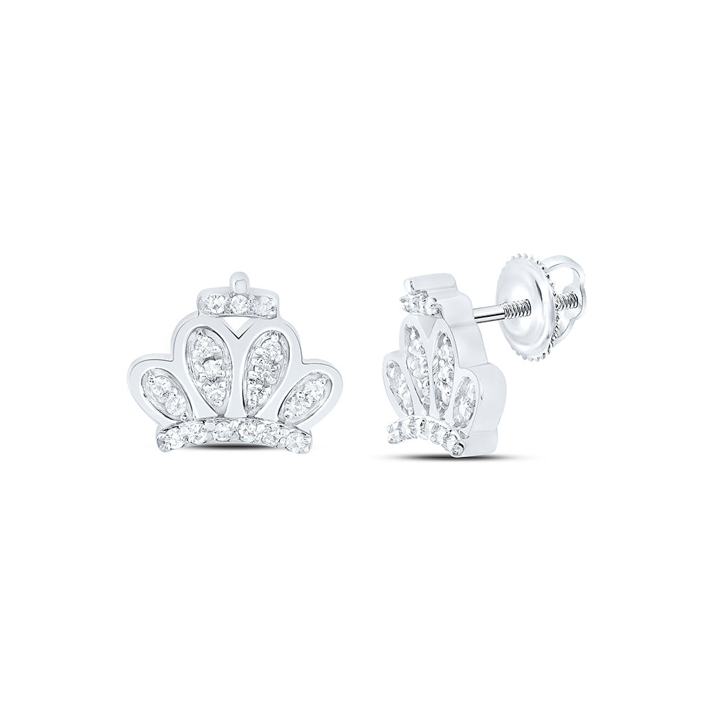 10k Gold 1/10 CTW-Natural Diamond Gift Crown Earring