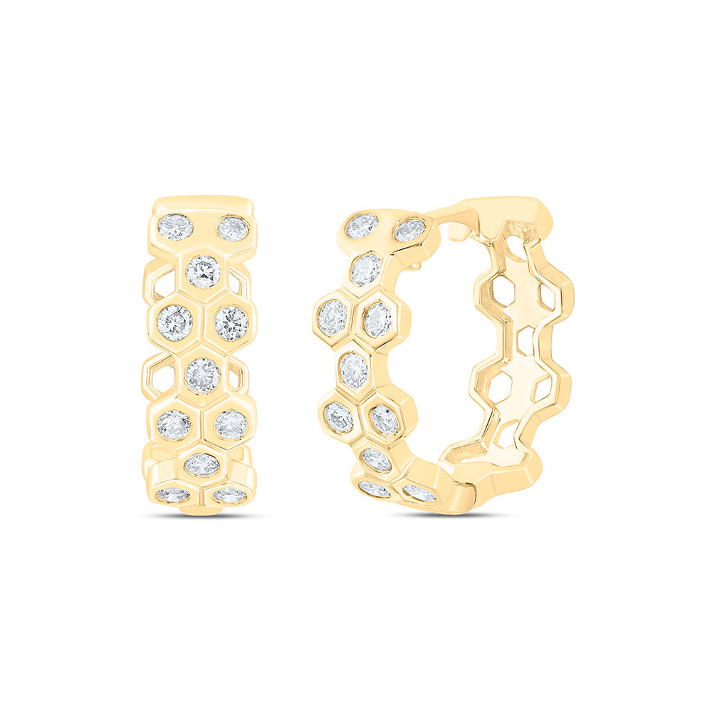 10k Gold 1/3 CTW-Natural Diamond Fashion Hoop Huggies Earring