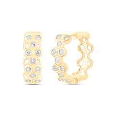 10k Gold 1/3 CTW-Natural Diamond Fashion Hoop Huggies Earring