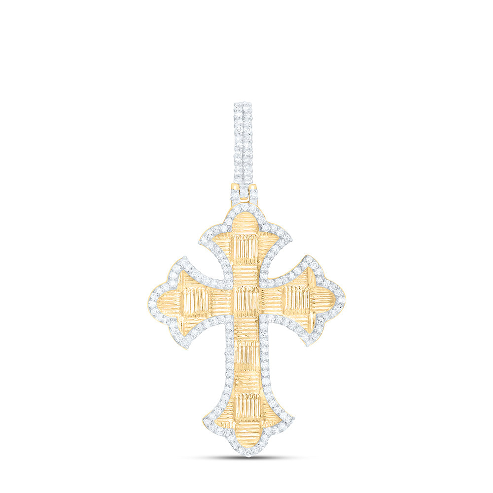 10k Gold 1/2 CTW-Natural Diamond Cross Mens Charm