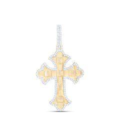 10k Gold 1/2 CTW-Natural Diamond Cross Mens Charm