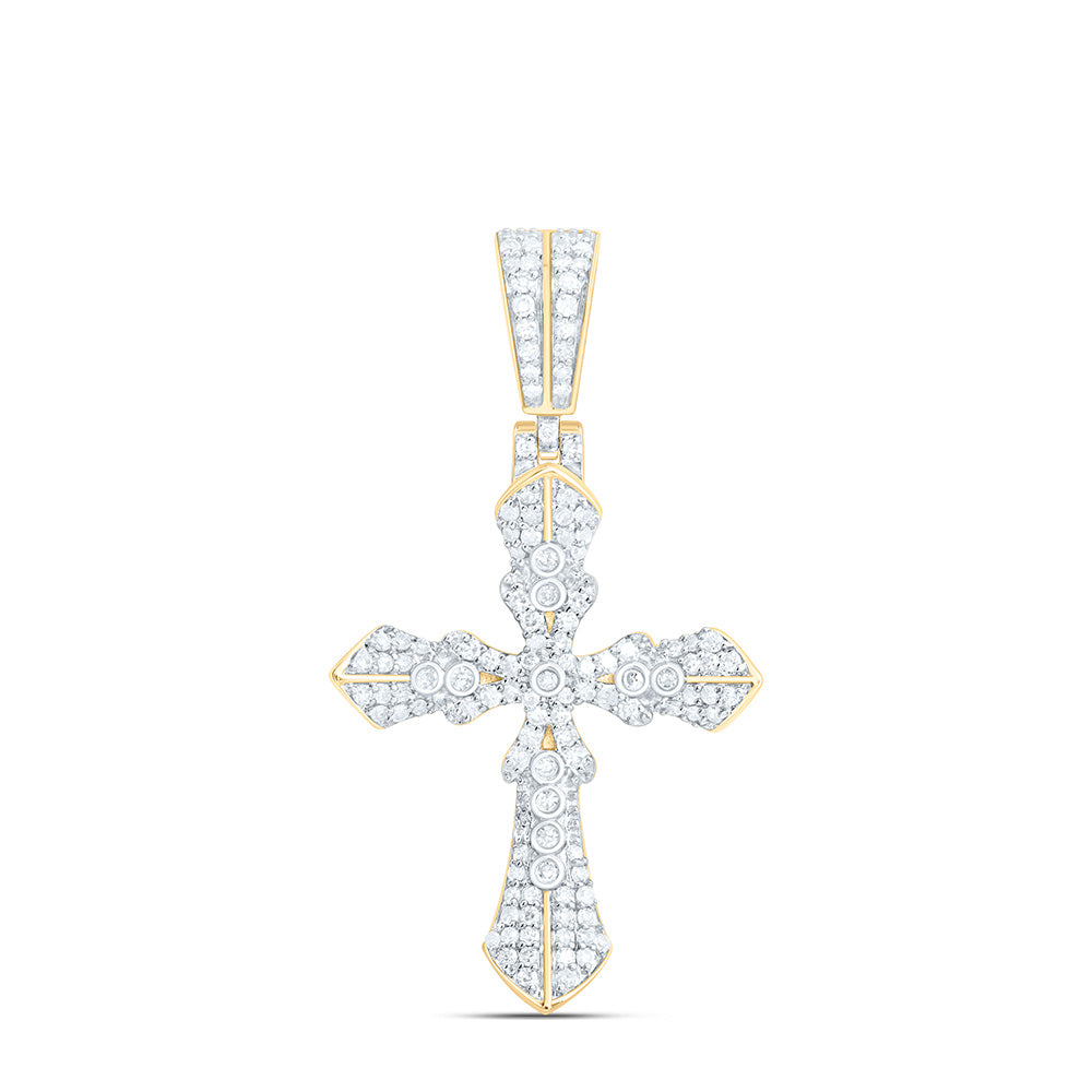 10k Gold 3/8 CTW-Natural Diamond Cross Mens Charm
