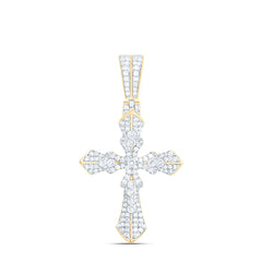 10k Gold 3/8 CTW-Natural Diamond Cross Mens Charm