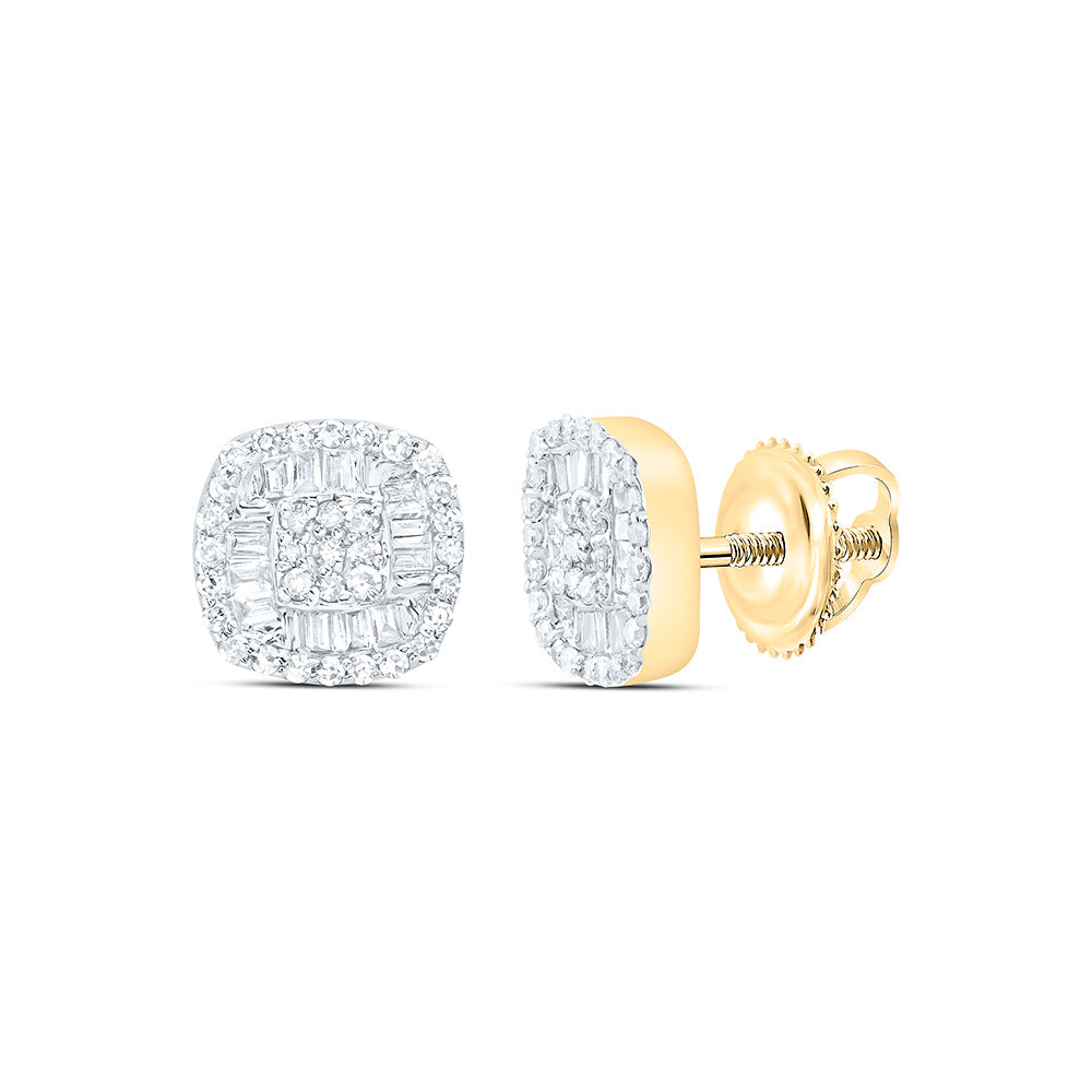 10k Gold 1/3 CTW-Natural Diamond Fashion Cushion Earring