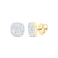 10k Gold 1/3 CTW-Natural Diamond Fashion Cushion Earring
