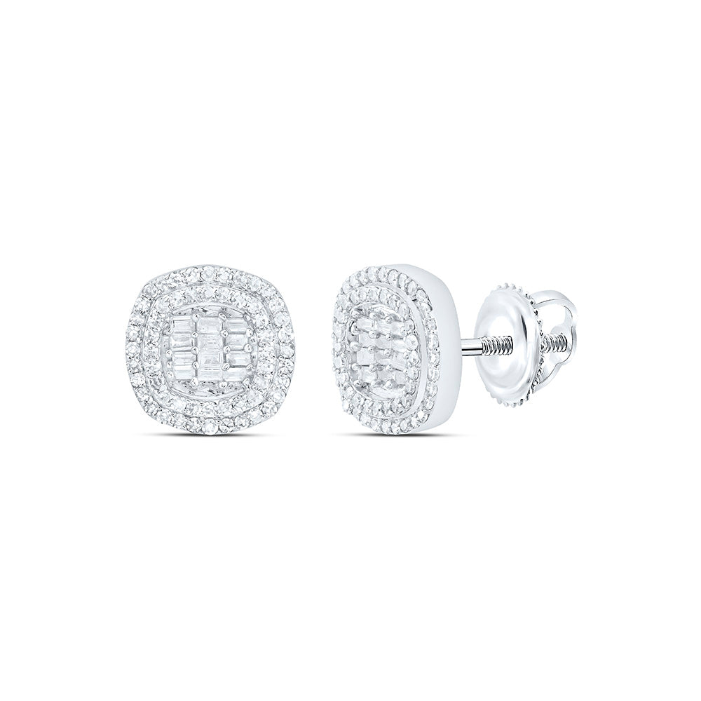 10k Gold 1/2 CTW-Natural Diamond Fashion Cushion Earring