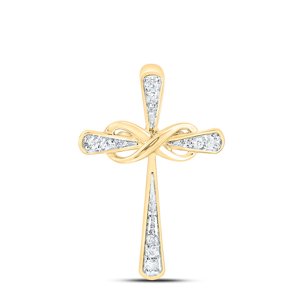10k Gold 1/20 CTW-Natural Diamond Fashion Cross Pendant