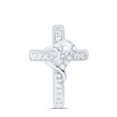 Sterling Silver 1/6 CTW-Natural Diamond Gift Heart Cross Pendant