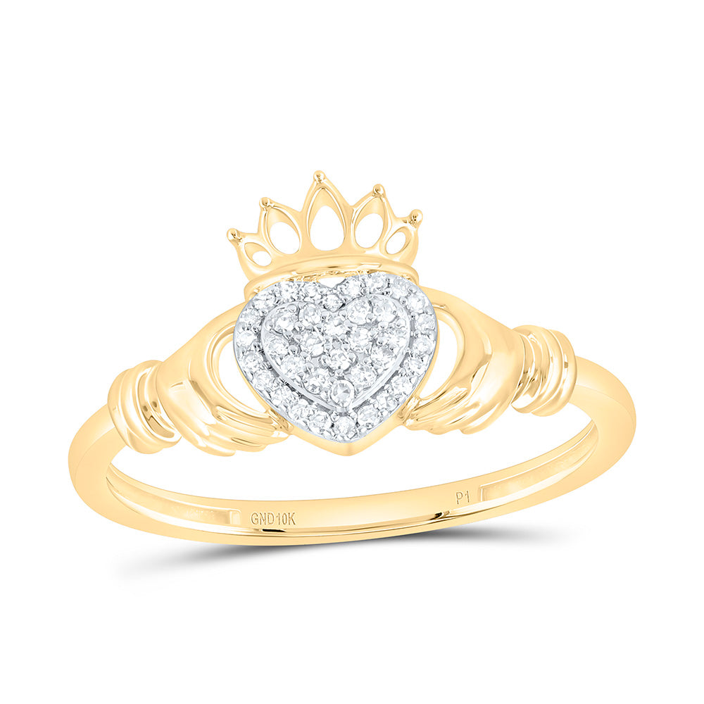 10k Gold 1/10 CTW-Natural Diamond Gift Crown Heart Ring
