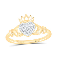 10k Gold 1/10 CTW-Natural Diamond Gift Crown Heart Ring